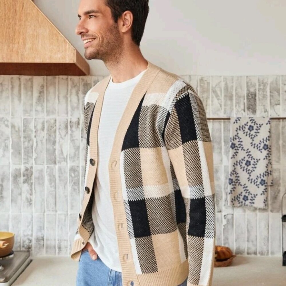 Manfinity Men Plaid Pattern Cardigan - image 3